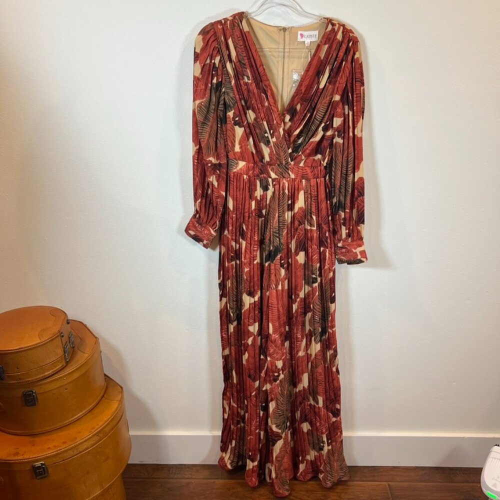 L'ATISTE by Amy Fall Lantern Long Sleeved Jumpsuit Wide Leg Pleats Small NWT🍁 - Picture 2 of 7